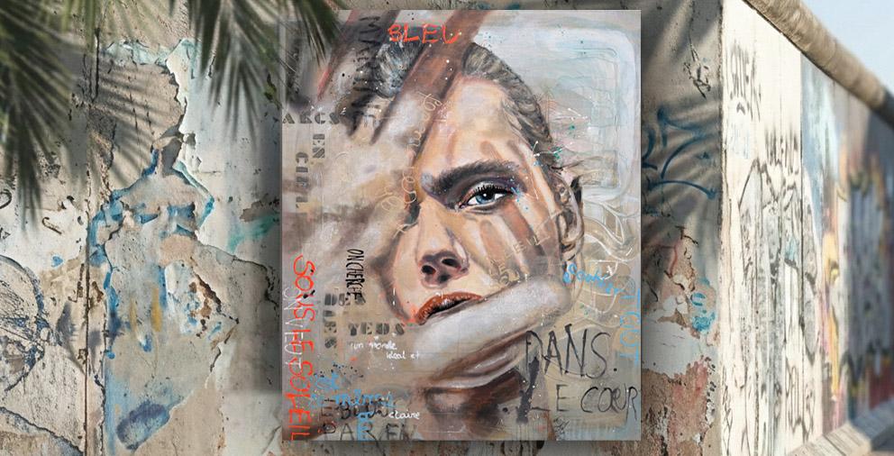 Gemälde Le coeur von Astrid Stoefhas auf Hauswand 